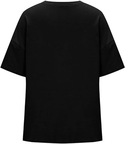 Casual and loose V-neck T-shirt for women