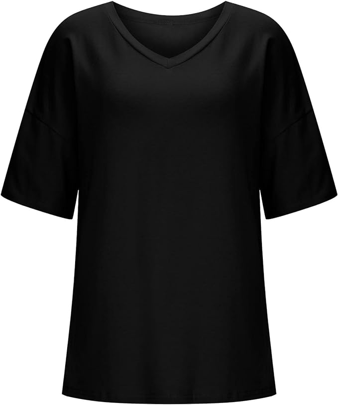 Casual and loose V-neck T-shirt for women