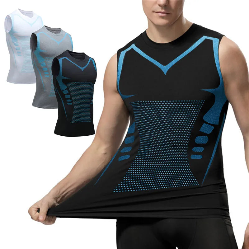 NoriNova - Men's Ionic Shaping Vest | 2024 new version of ice silk fabric for men to build a perfect body with tummy tightening Shirts