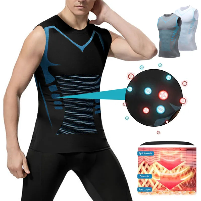 NoriNova - Men's Ionic Shaping Vest | 2024 new version of ice silk fabric for men to build a perfect body with tummy tightening Shirts